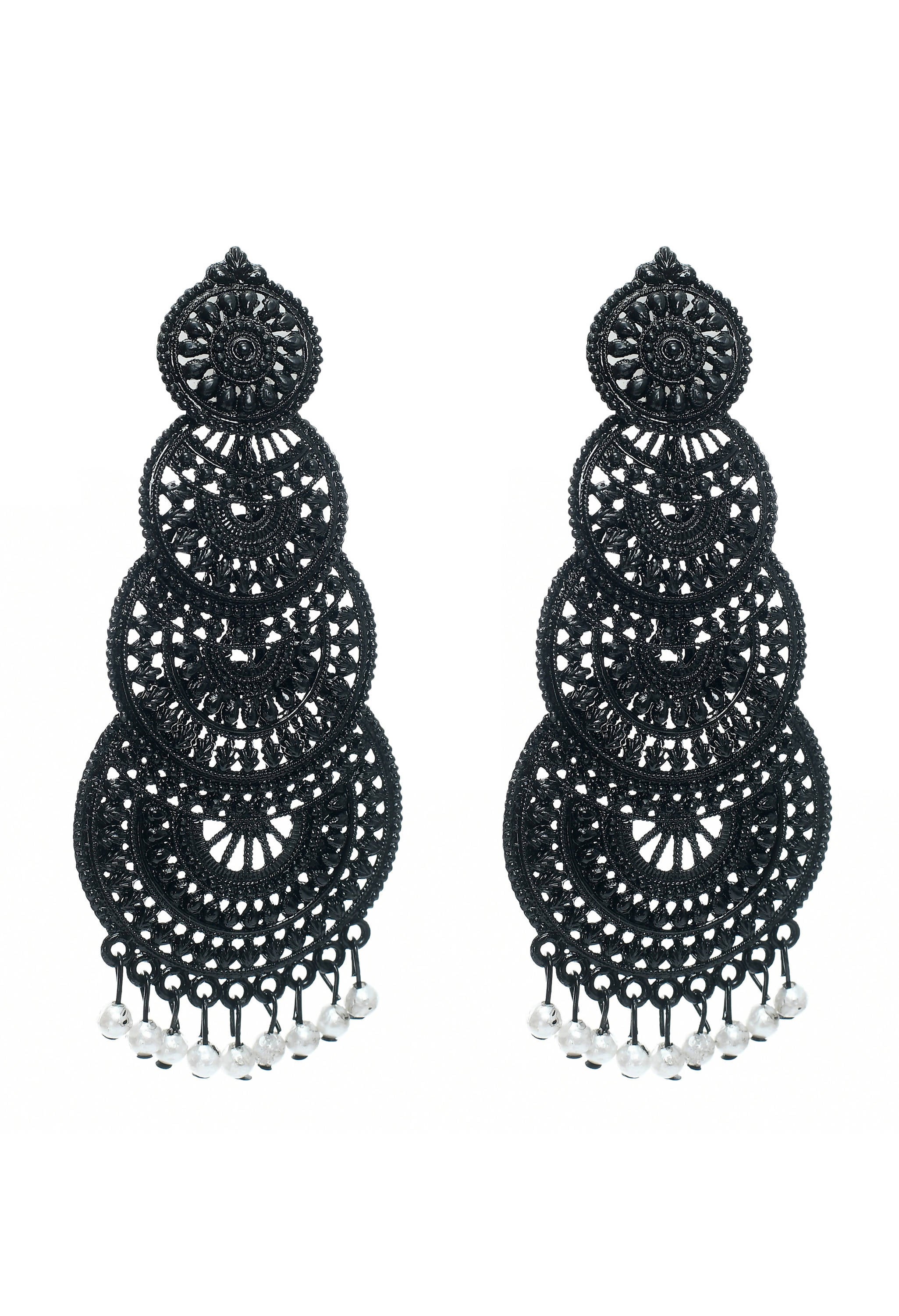 U Shape Pattern Graceful Black Spinel Earrings - Bijoux By Anne
